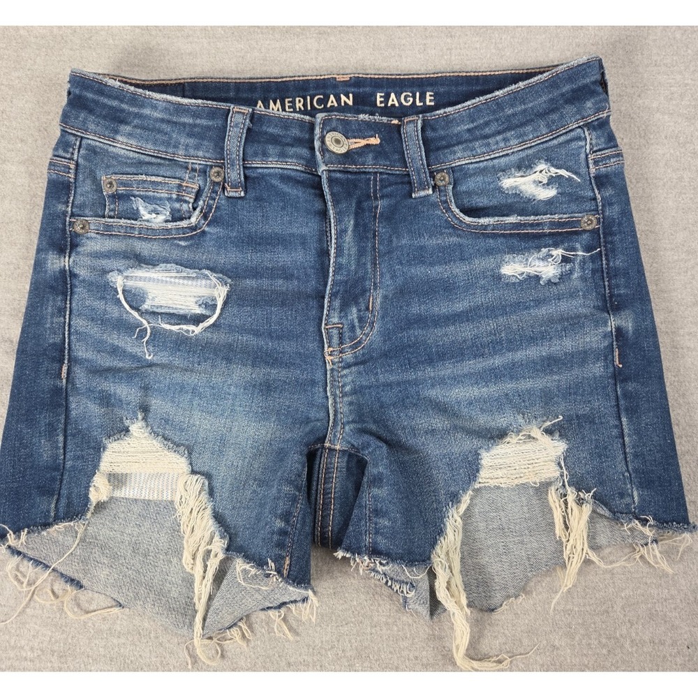 American Eagle Jean Shorts 00 Cut Off Raw Hem Distressed Next Level Stretch 5327